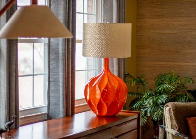 Iconic Pair of Mid-Century Honeycomb Orange Table Lamps_20