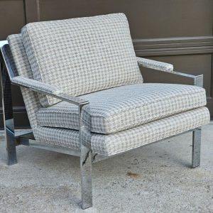Vintage Milo Baughman Flat-Bar Chrome Lounge Chair For Thayer Coggin